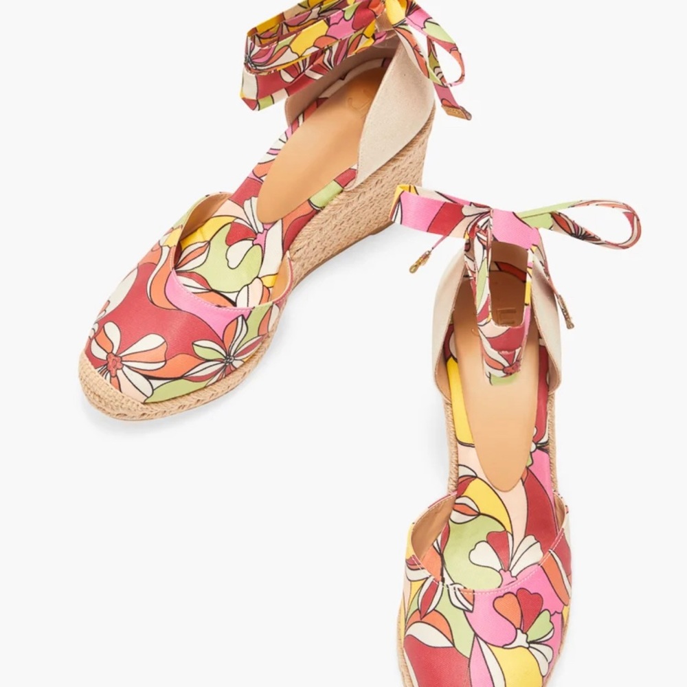 FUNKY FUCHSIA FLORAL WEDGES - Picture 5 of 6